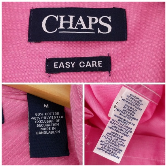 Chaps | Pink White Lightweight Easy Care Size M - Picture 3 of 8